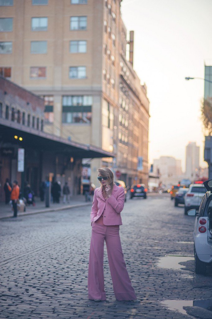 pink suit fashion blogger